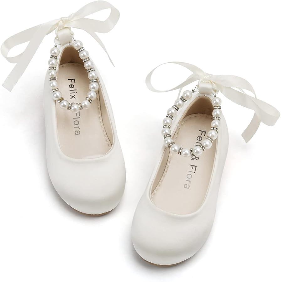 Felix & Flora Girls Toddler Little Ballet Shoes - Flower Girls Mary Jane Flats Dress Shoes Party ... | Amazon (US)