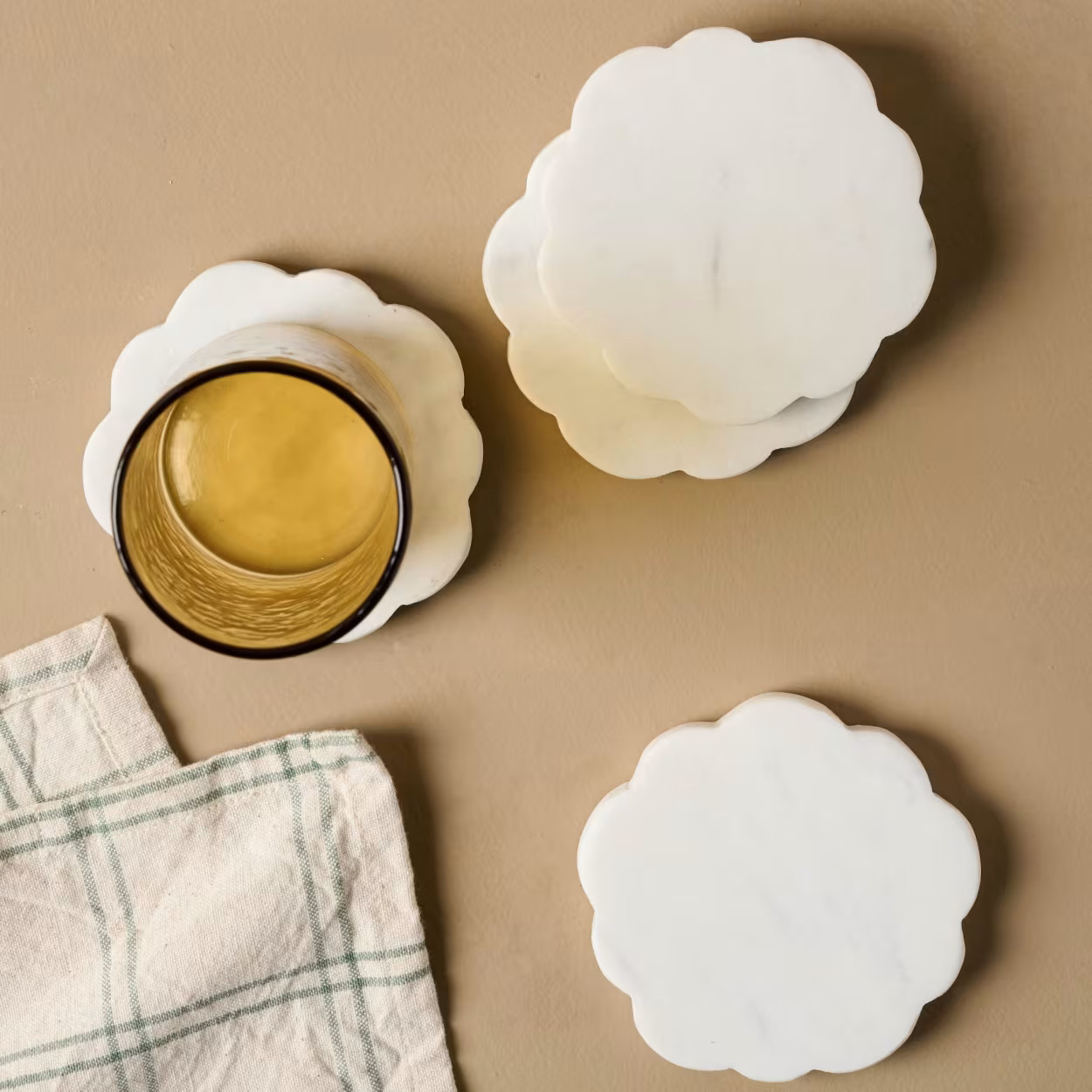 White Marble Scalloped Coaster Set | Magnolia