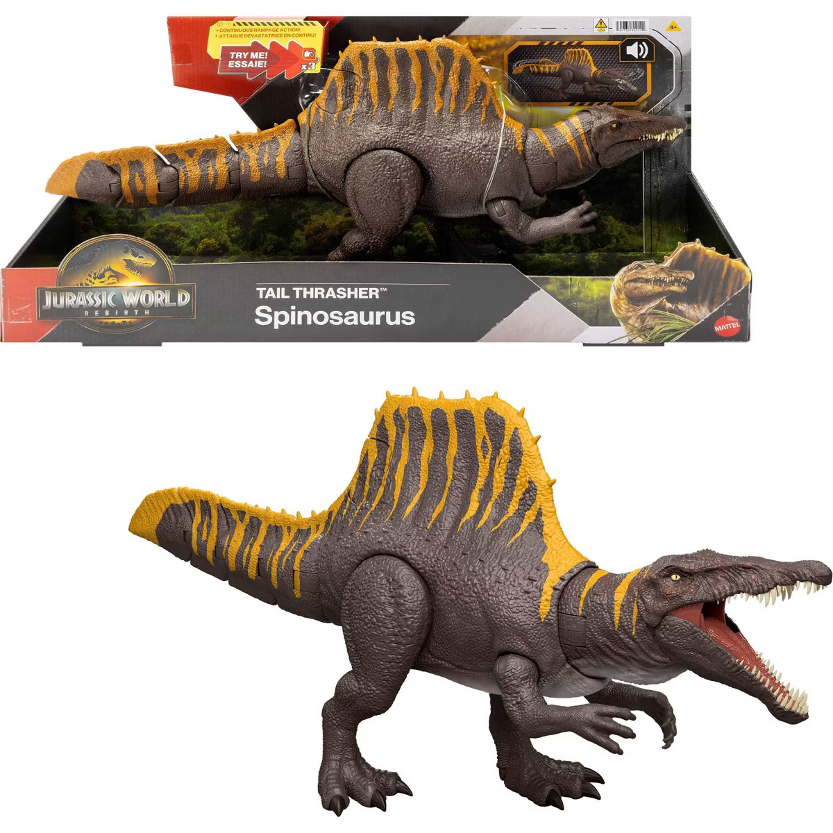 Jurassic World Rebirth Tail Thrasher Spinosaurus Action Figure, Dinosaur Toy with 2 Attack Moves | Target