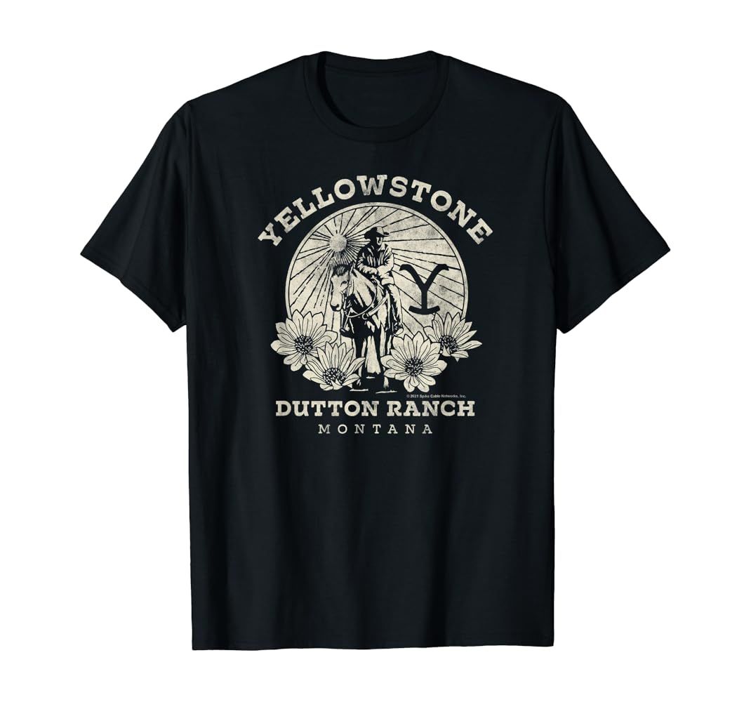 Yellowstone Dutton Ranch Solo Horseback Rider Logo V1 T-Shirt | Amazon (US)