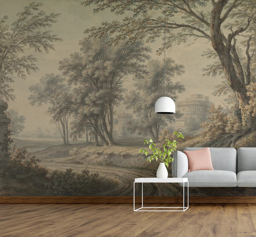 Vintage Forest and Castle Wallpaper, Peel and Stick Self Adhesive or Pasted, Temporary and Remova... | Etsy (US)