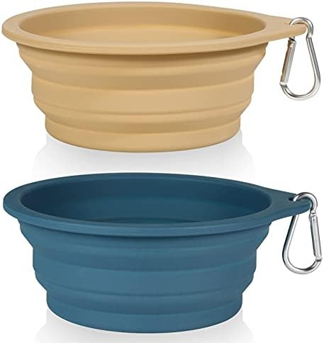 SLSON 2Pack Dog Bowl Pet Collapsible Bowls,Integrated Molding Travel Bowl No Plastic Rim Pet Feed... | Amazon (US)