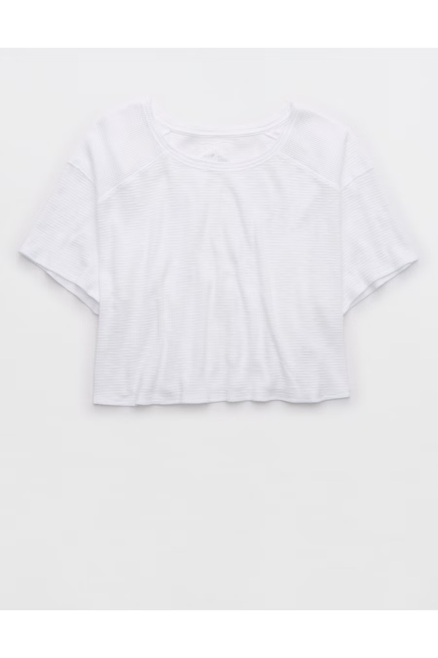 Aerie Cropped Waffle T-Shirt Women's White S | American Eagle Outfitters (US & CA)
