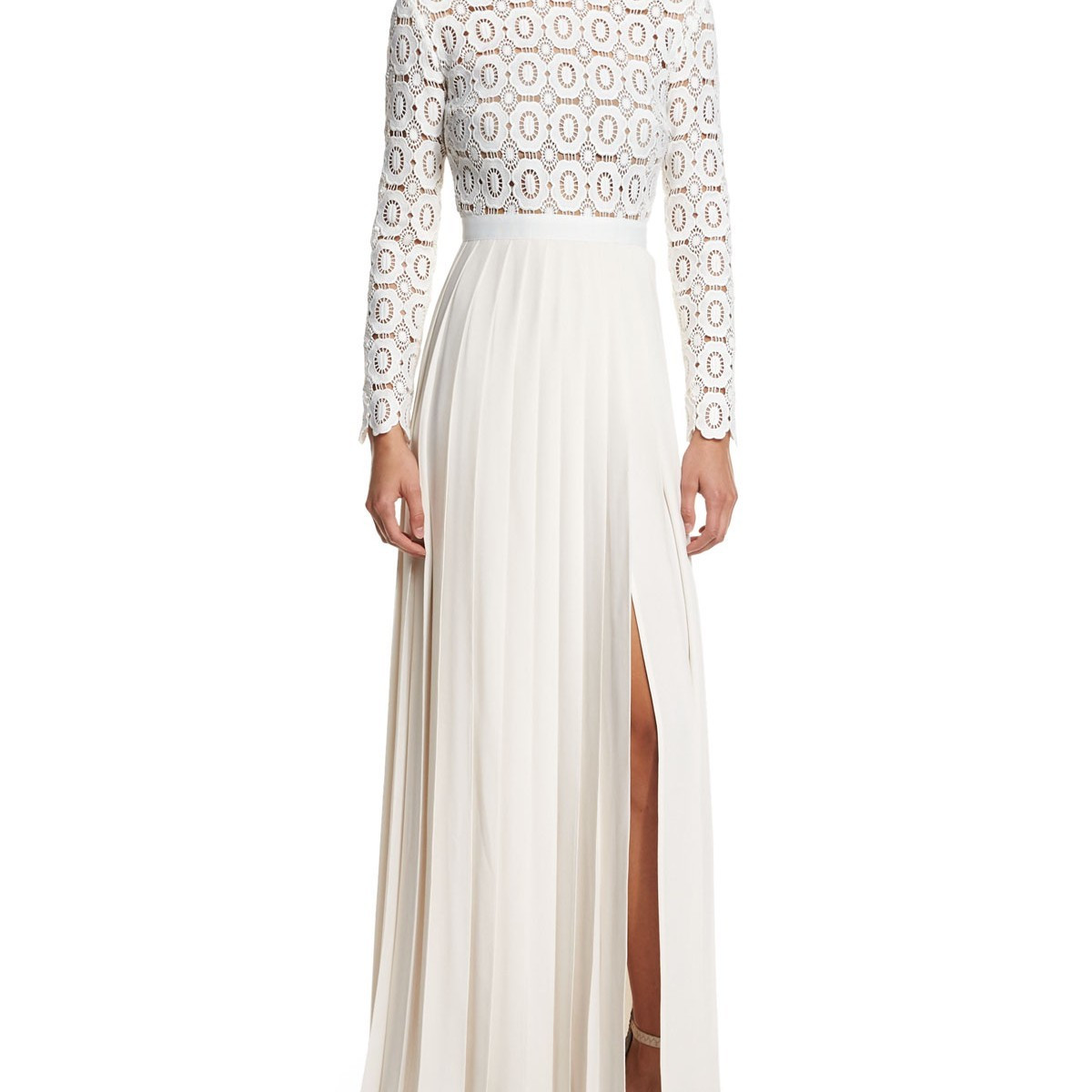 Self Portrait Long-Sleeve Lace & Crepe Dress | Spring