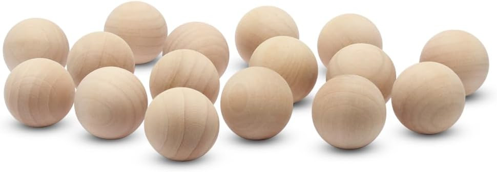 1-1/4 Inch Small Wood Balls, Pack of 25 Wooden Balls for Crafts and DIY Project, Hardwood Birch Wood Balls, by Woodpeckers | Amazon (US)