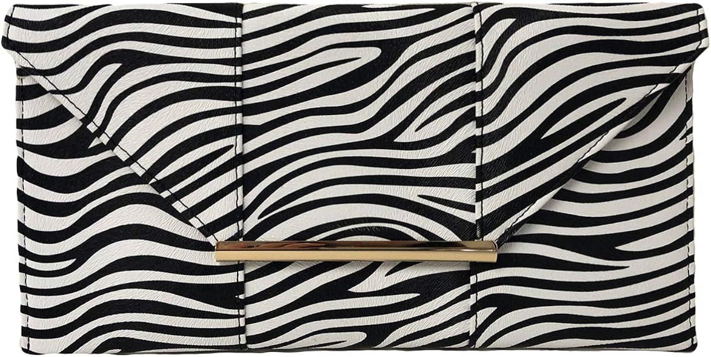 JNB Synthetic Leather Zebra Print Envelope Clutch | Amazon (US)