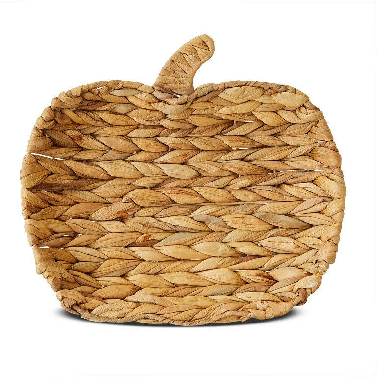 Wicker Rattan Woven Pumpkin Decorative Tray, Brown, 12" x 11.25", Harvest by Way To Celebrate | Walmart (US)
