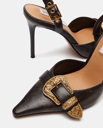 DELILAH Brown Distressed Slingback Pump | Women's Heels | Steve Madden (US)