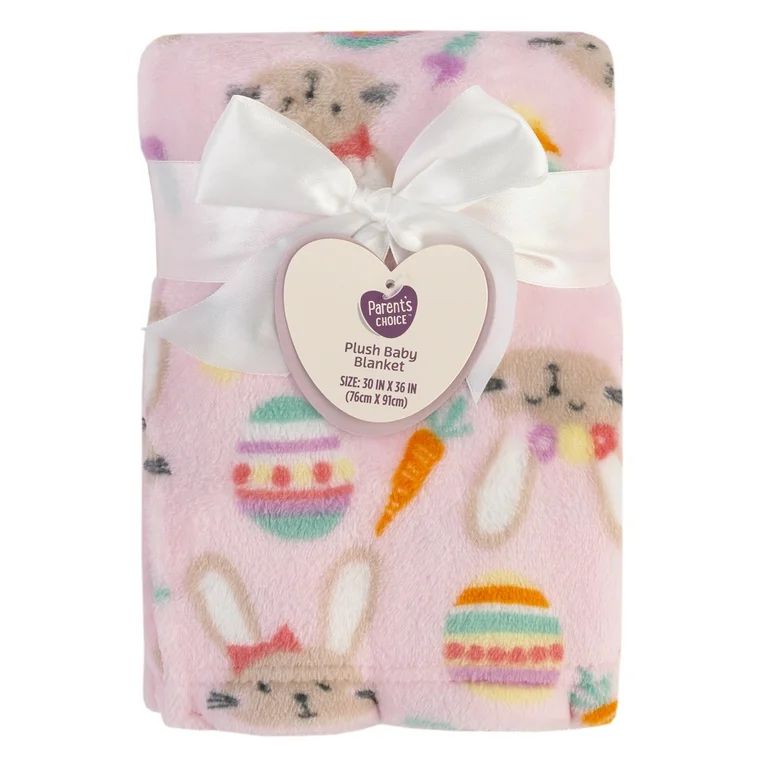 Parent's Choice Pink Bunny Plush Blanket 30" x 36" | Walmart (US)