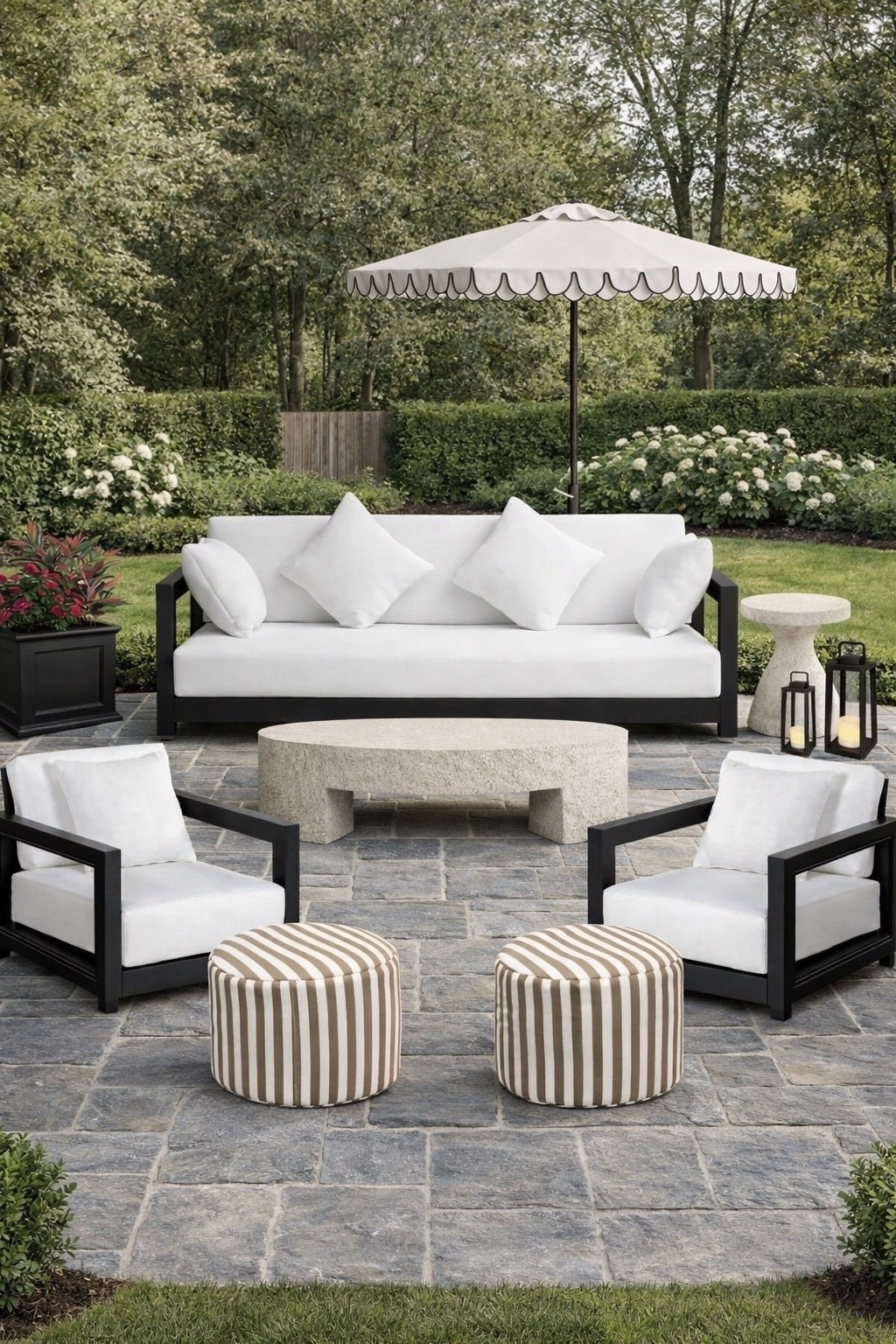 I love cozy and timeless outdoor furniture just as much as I love a bluestone patio! This inspiration for a backyard is beautiful and so relaxing! 

#LTKHome #LTKSaleAlert