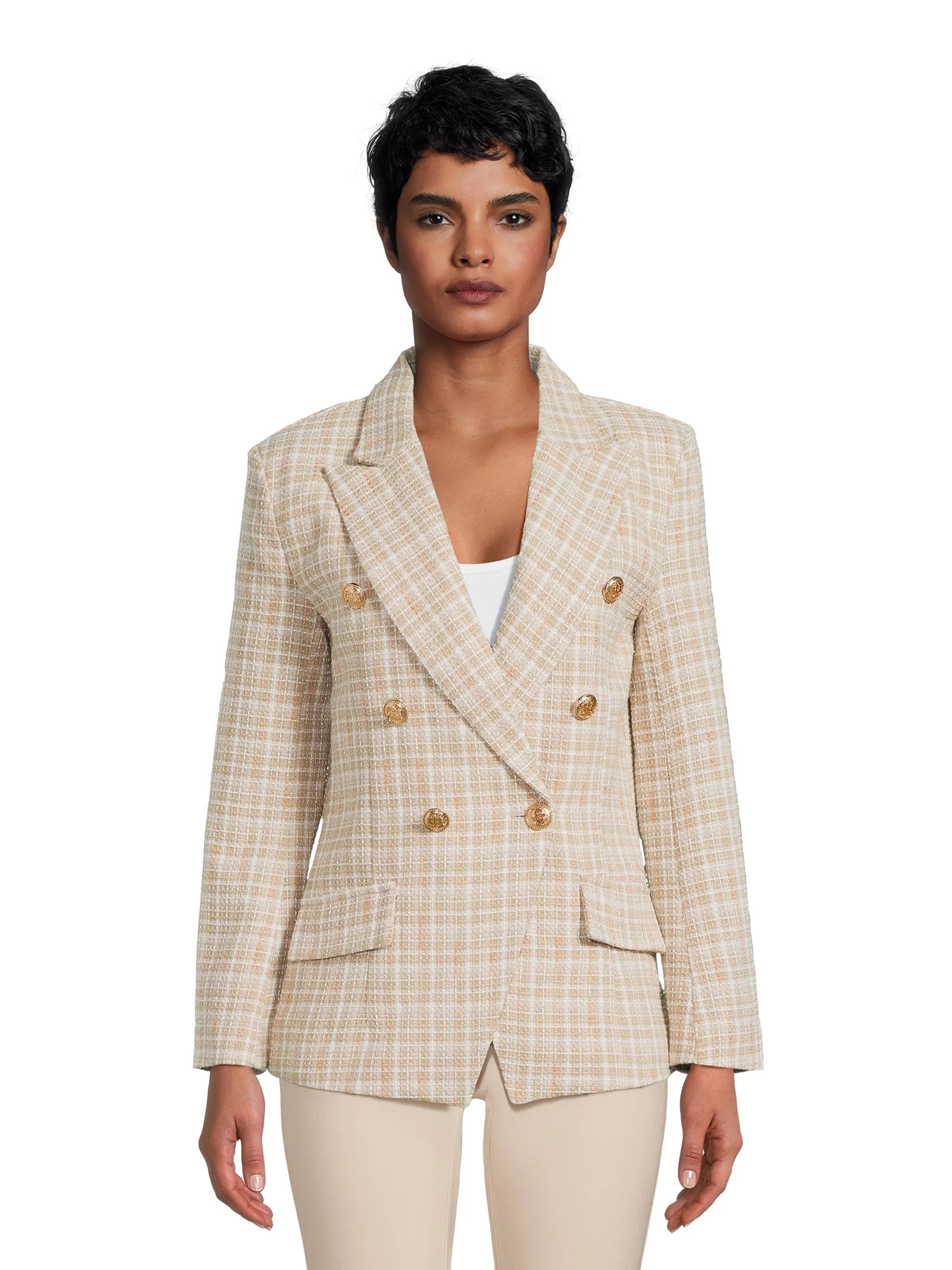Attitude Unknown Women's Metallic Button Blazer | Walmart (US)