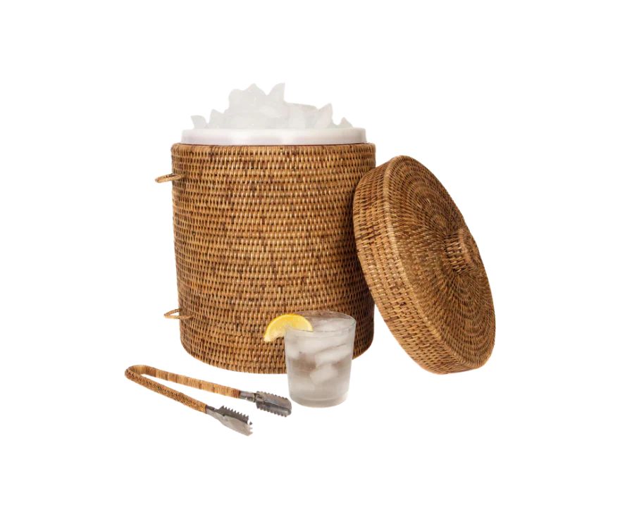 Rattan Ice Bucket with Tongs, 3 sizes | Half Past Seven