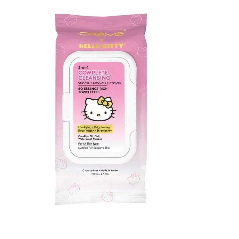 The Crème Shop Hello Kitty 3-in-1 Complete Cleansing Facial Towelettes, 60 Count Wipes, 8.28 oz.... | Walmart (US)