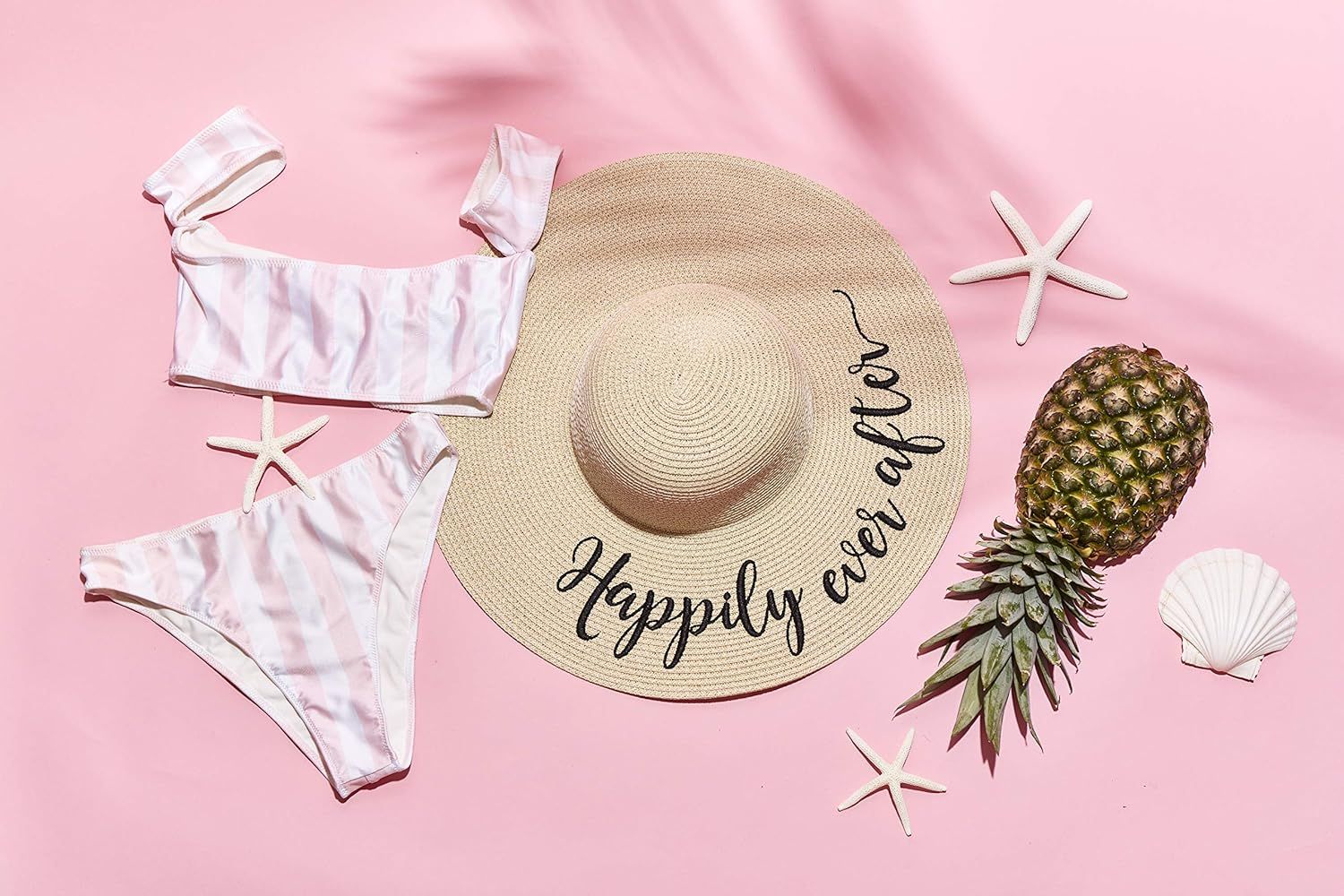 Womens Embroidered Straw Sun Hat Bridal Shower Gift Bachelorette Honeymoon | Amazon (US)