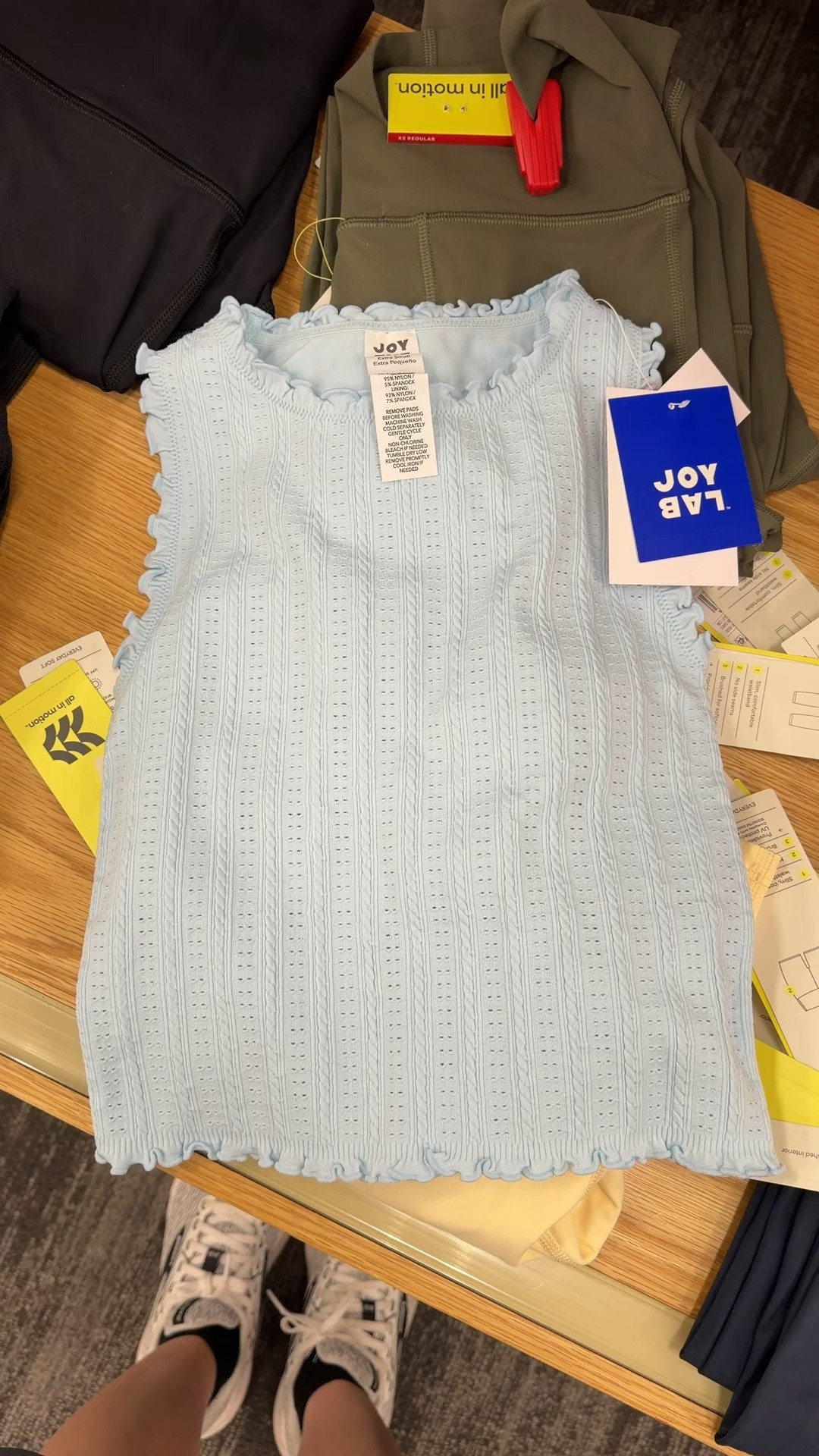New activewear find at Target! 🎯 This JoyLab ribbed seamless tank is so cute with the scalloped trim and soft light blue color. 🩵 It has a built-in shelf bra and such a flattering fitted look for workouts or casual athleisure outfits. 👟 Definitely recommend sizing up since it runs a little small! #TargetFind #WorkoutStyle #ActiveWear