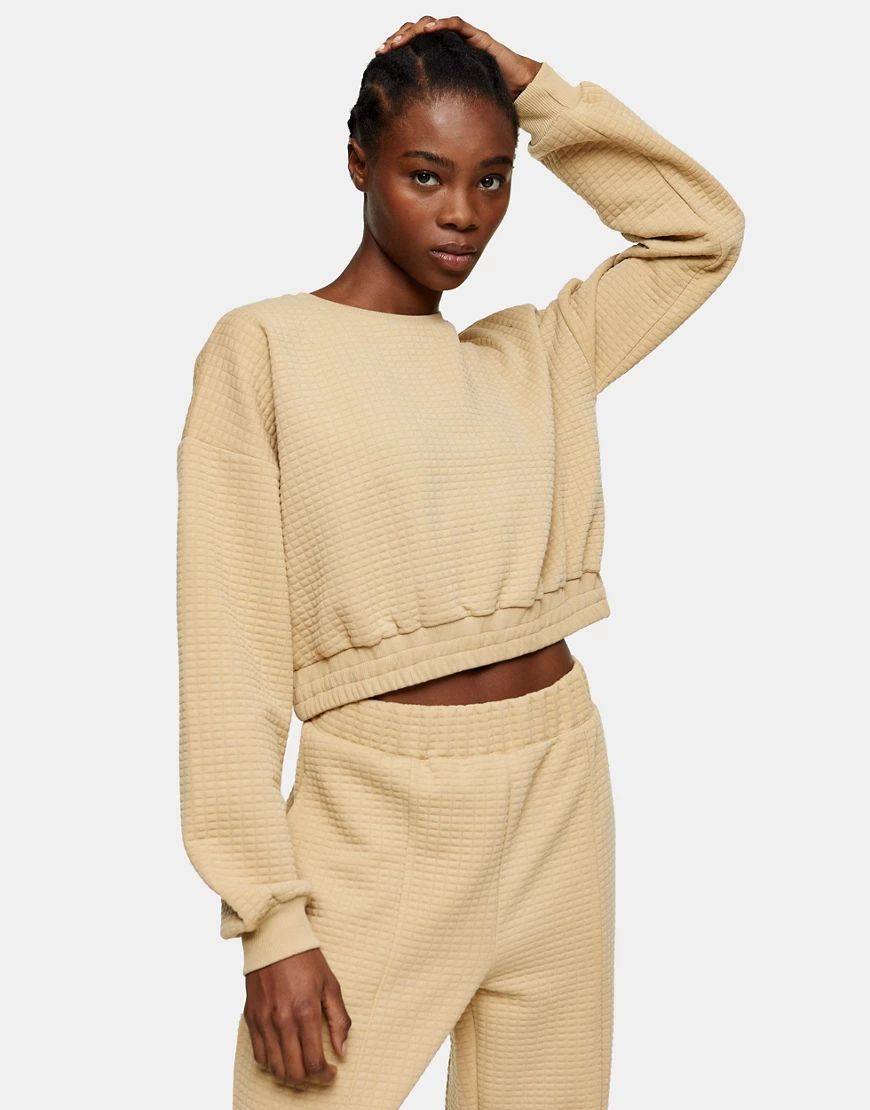 Topshop cropped sweatshirt in camel-Tan | ASOS (Global)