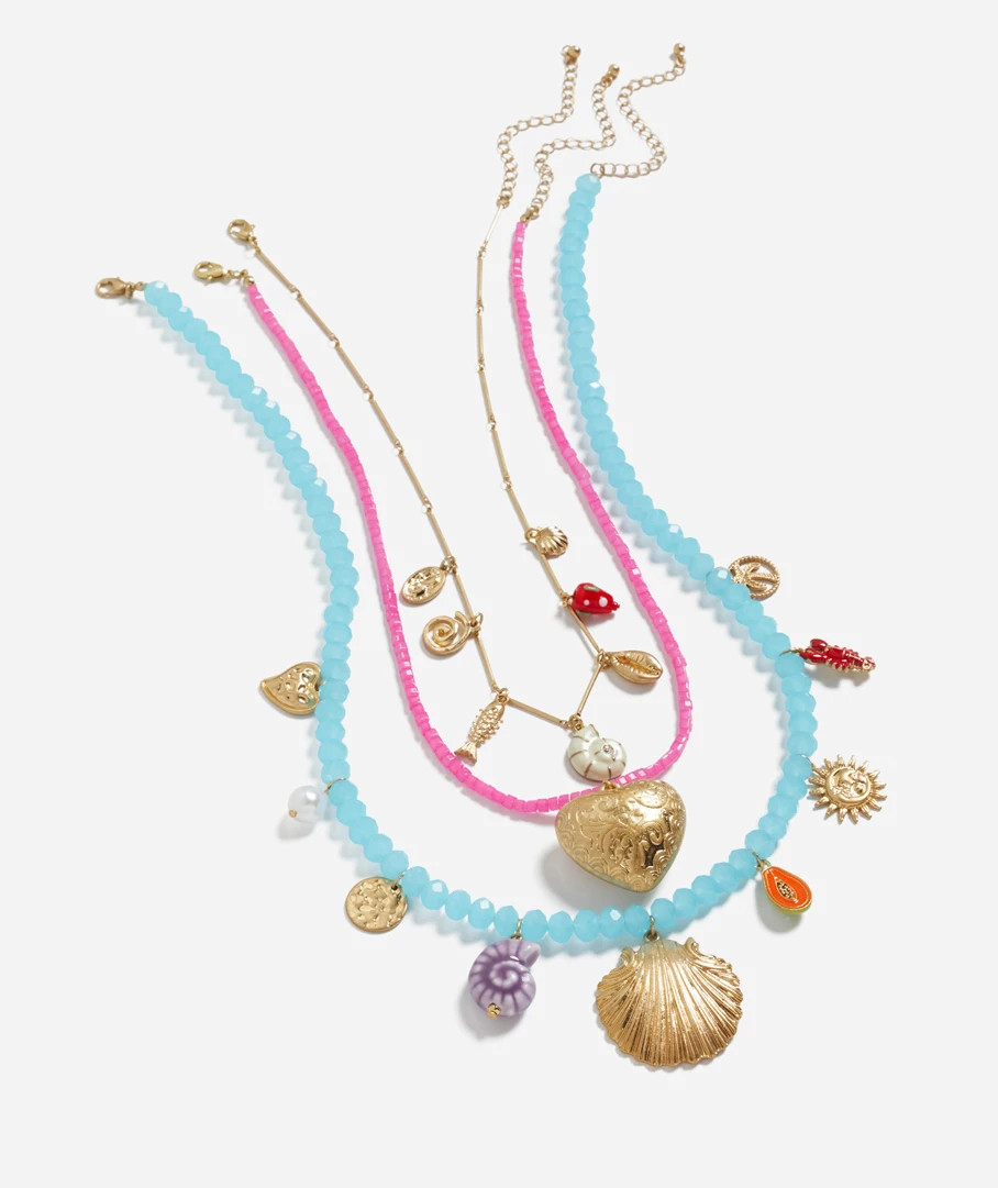 LIMITED EDITION - SHELL CHARM TRIPLE LAYERED BEADED NECKLACE | Sportsgirl