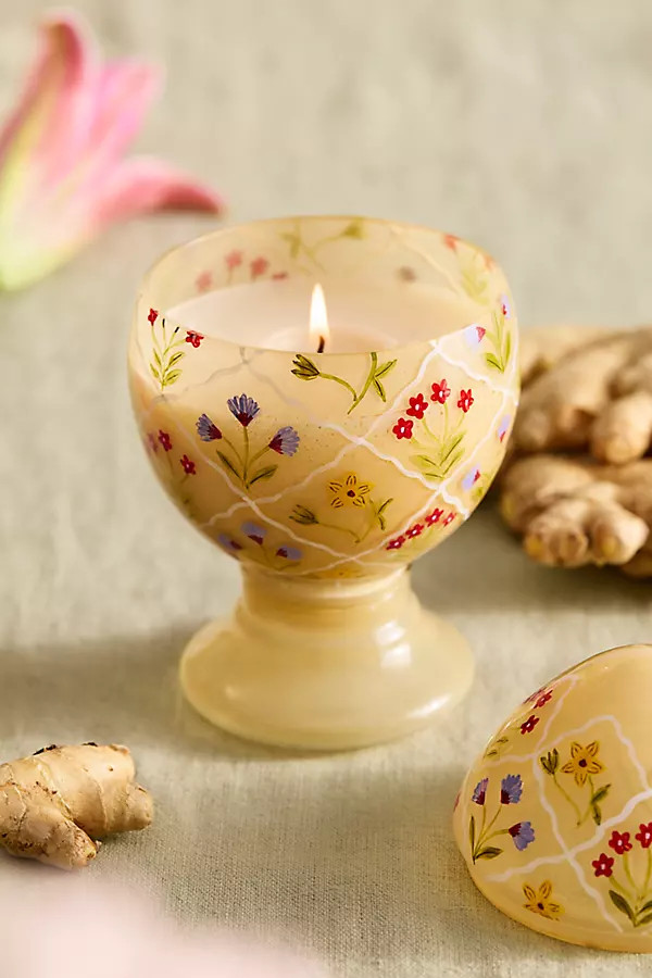 Painted Floral Egg Candle | Anthropologie (US)