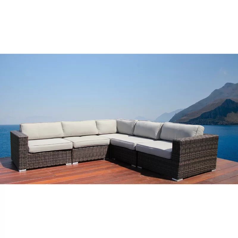 Eldora 94'' Wide Outdoor Wicker Patio Sectional with Cushions | Wayfair Professional