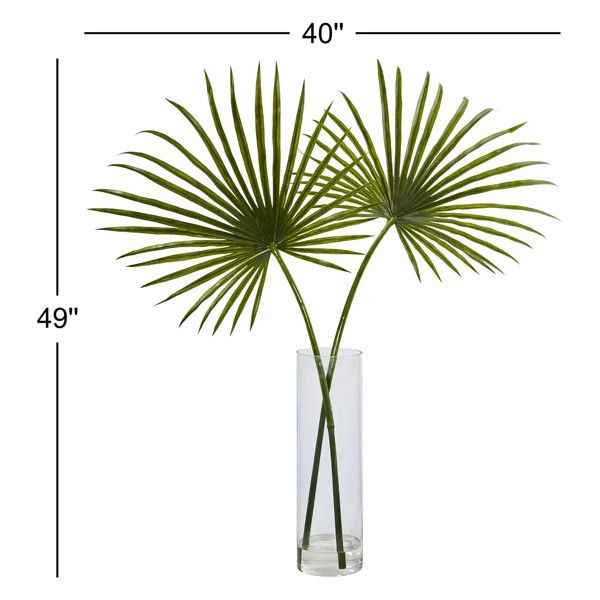 49'' Faux Palm Plant in Glass Decorative Vase | Wayfair North America