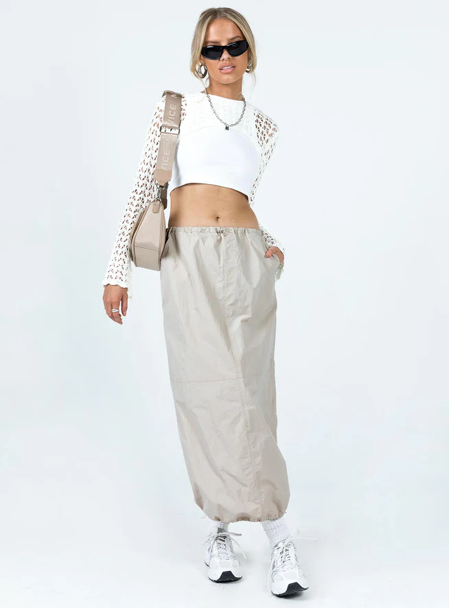 Crosswalk Maxi Skirt Beige | Princess Polly US