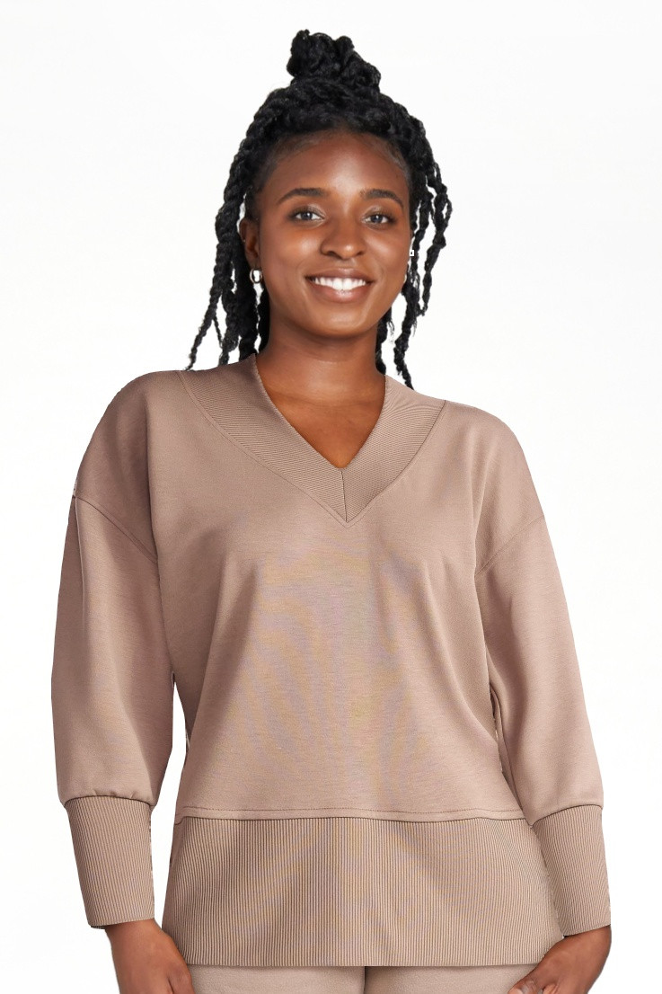 Scoop Women's and Women's Plus New Scubaknit V Neck Sweatshirt, Sizes XS-4X | Walmart (US)