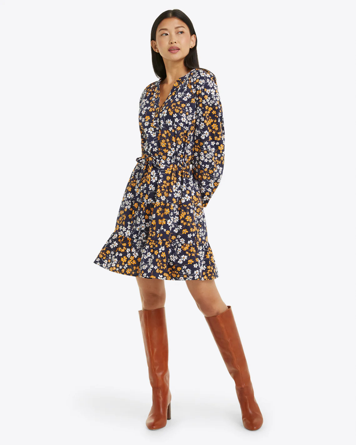 Lucinda Popover Dress in Fall Field Flowers | Draper James (US)