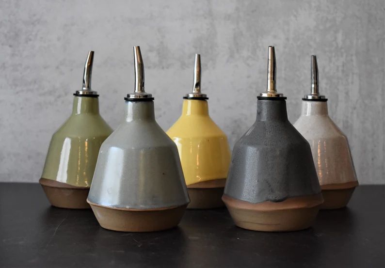 Olive oil bottle, ceramic oil dispenser, olive oil cruet, Housewarming gift, Oil dispenser cruet | Etsy (US)