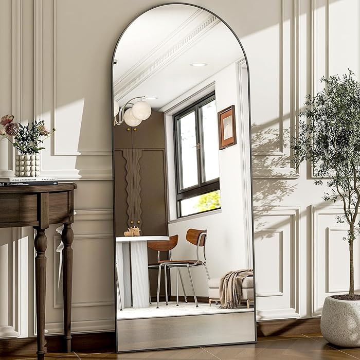 57" x 20" Arched Full Length Mirror - Wall Mounted/Floor Mirror Aluminum Alloy Frame Full Body Mi... | Amazon (US)