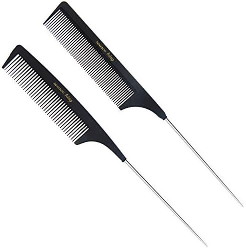 SOURCE KING Rat Tail Combs Pack of 2 - Heat Resistant, Anti Static Foiling Comb with Stainless St... | Amazon (US)