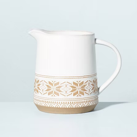 Fair Isle Snowflake Stoneware Beverage Pitcher Cream/Clay - Hearth & Hand™ with Magnolia | Target