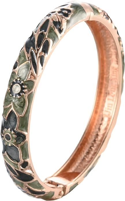 UJOY Women's Bangle Bracelet Golded Alloy Hinged Flower Enameled Cloisonne Jewelry with Gift Box ... | Amazon (US)