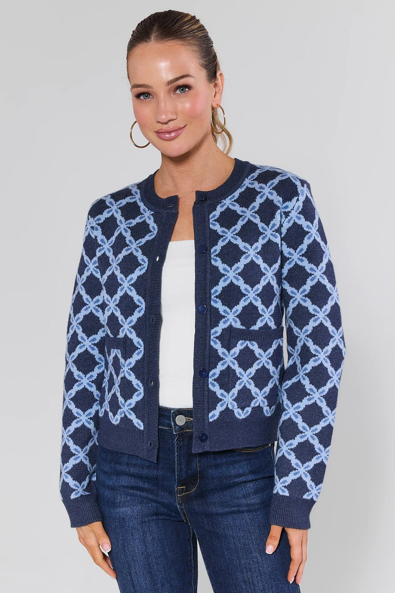 Kimber Blue Printed Cardigan | Avara