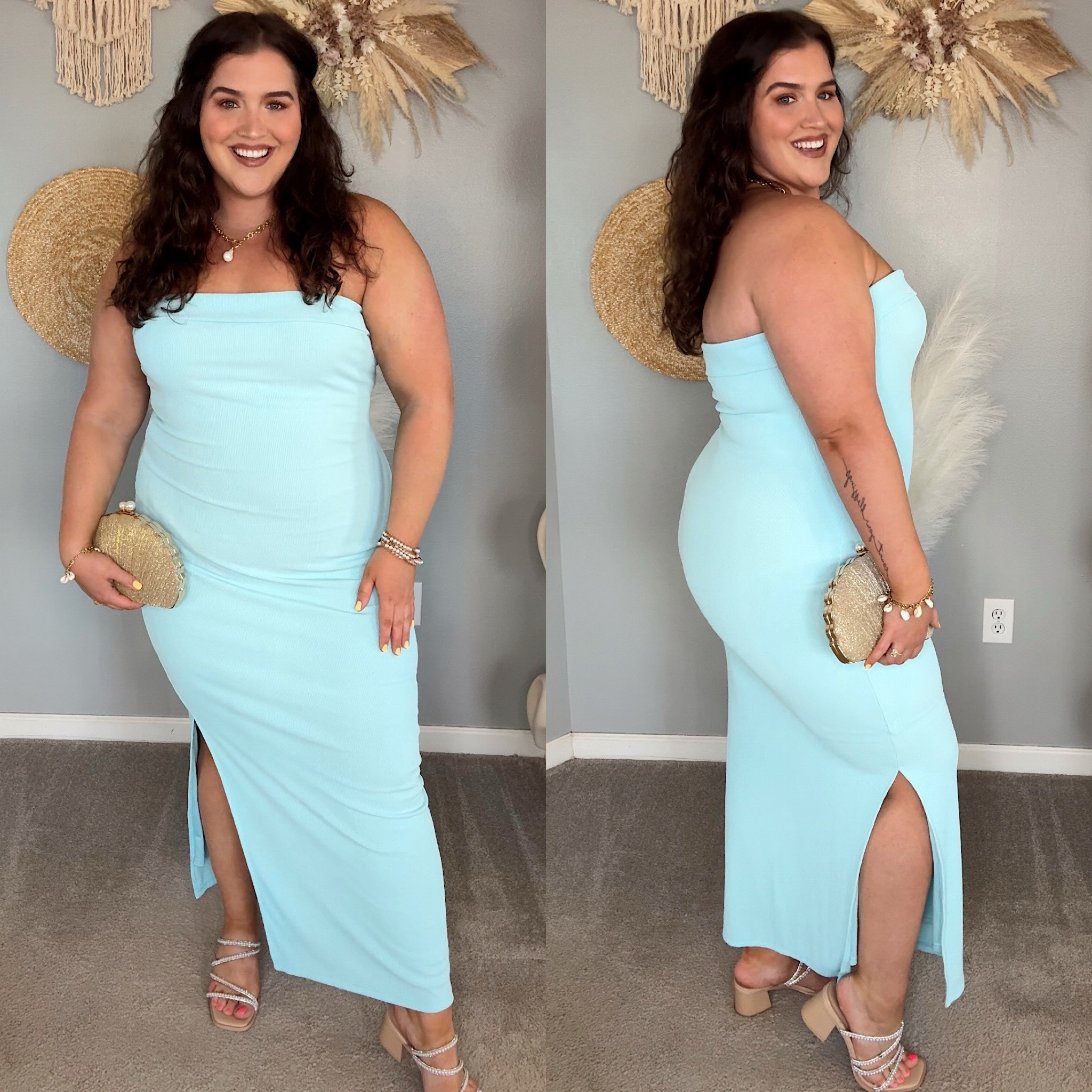 Amazon strapless bodycon dress 🩵 XXL 
Beach vacation outfit resort wear date night style 

#LTKPlusSize #LTKStyleTip #LTKSummerSales