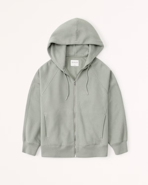 Women's Essential Oversized Sunday Hooded Full-Zip | Women's Tops | Abercrombie.com | Abercrombie & Fitch (US)