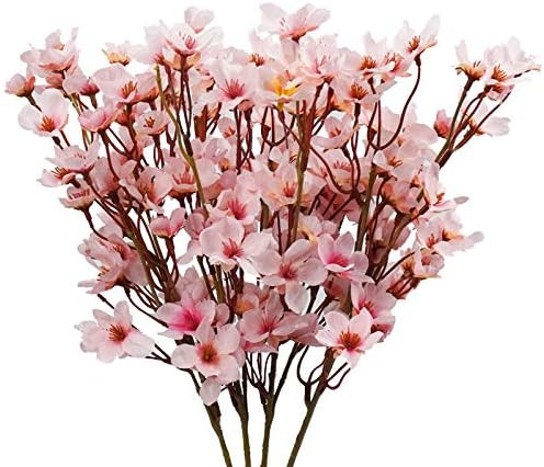 4Pcs Artificial Cherry Blossom Flower, Uieke Silk Peach Flowers Fake Plants Arrangement for DIY G... | Amazon (US)
