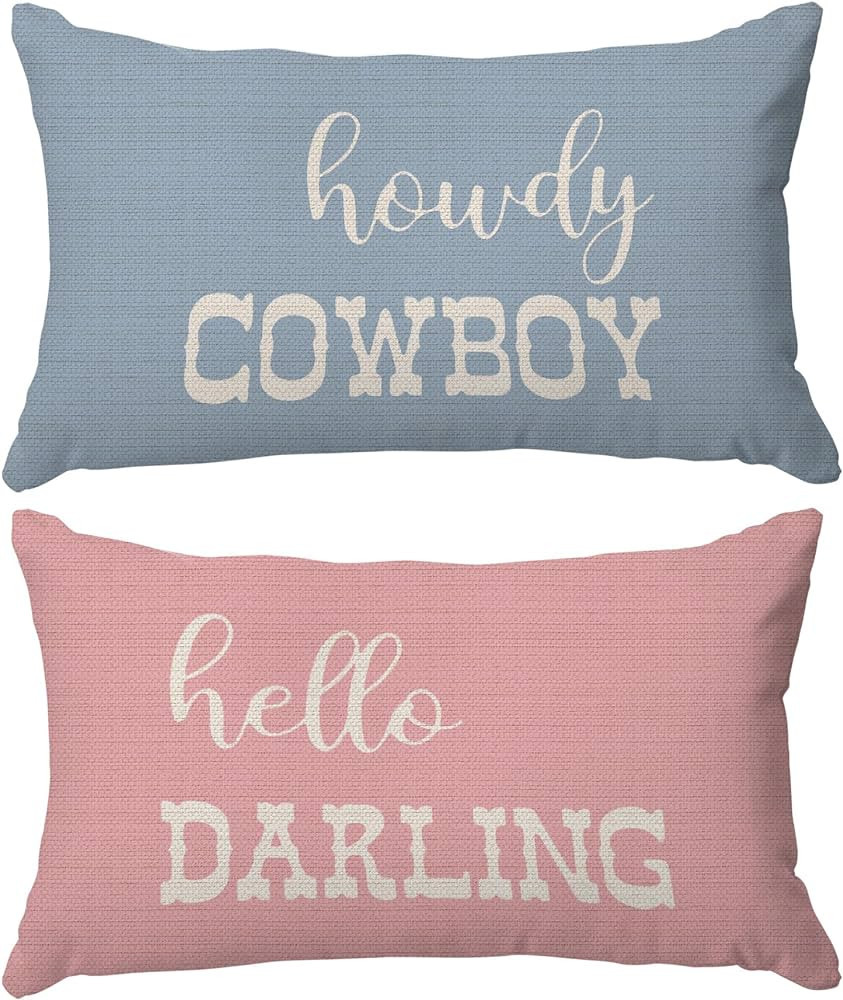 PUHEI Hello Darling Howdy Cowboy Western Throw Pillow Cover,Cowboy Cowgirl Teen Girls Boys Gifts,... | Amazon (US)