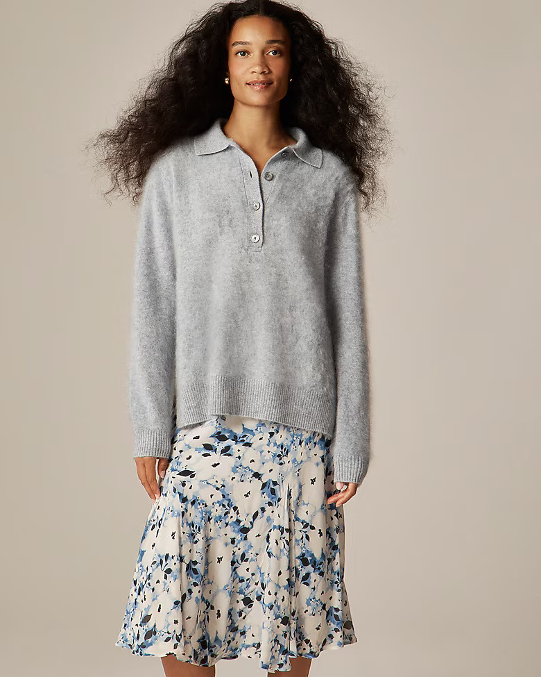 Brushed cashmere rugby sweater | J. Crew US