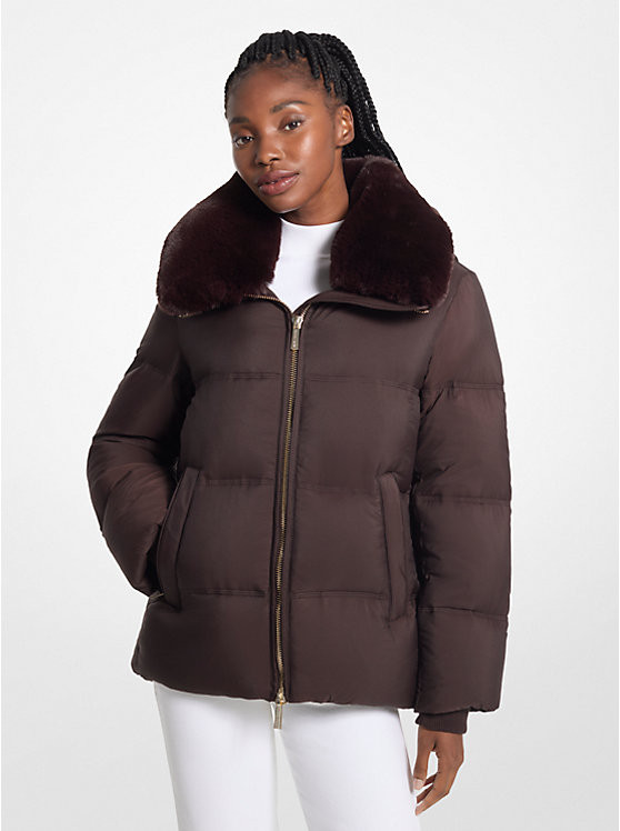 Quilted Puffer Jacket With Faux Fur Collar | Michael Kors US
