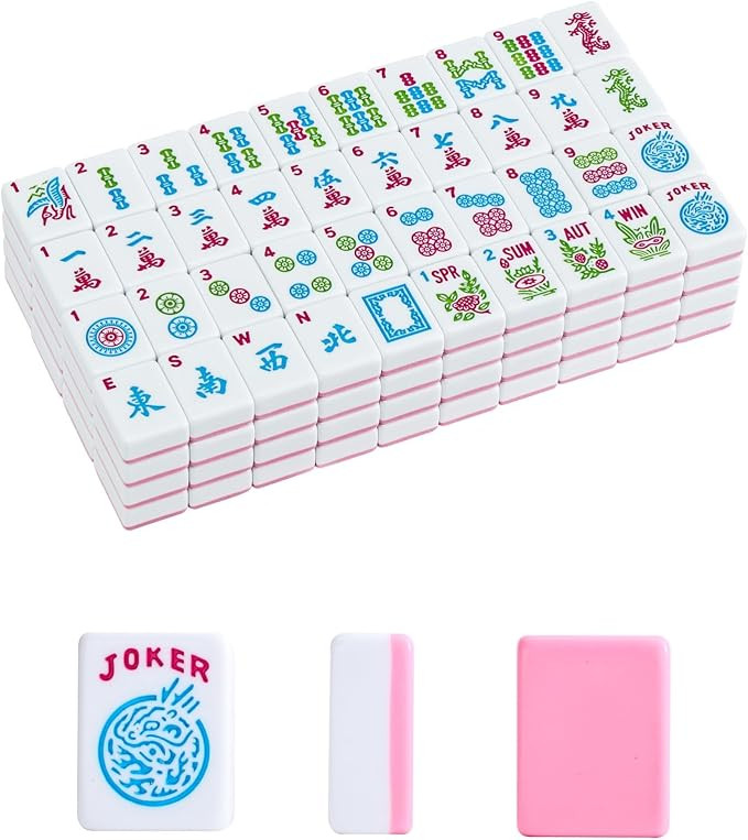 1.2”American Mahjong Tile Set, 166 Mahjong Game Set with Pink Color (Tiles Only, No Racks and O... | Amazon (US)