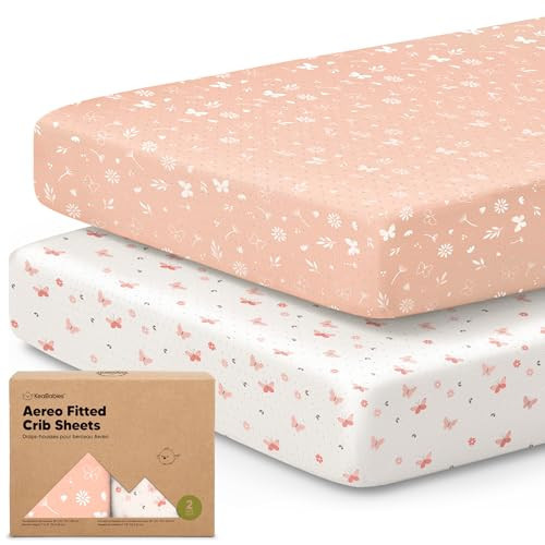 KeaBabies 2-Pack Fitted Crib Sheets for Boys, Girls, Baby - Soft Bamboo Viscose Cotton, 52x28 Standard Crib Mattress Sheets, Toddler Bed Mattress Cover, Gender Neutral,Breathable,Durable (Butterflies) | Amazon (US)