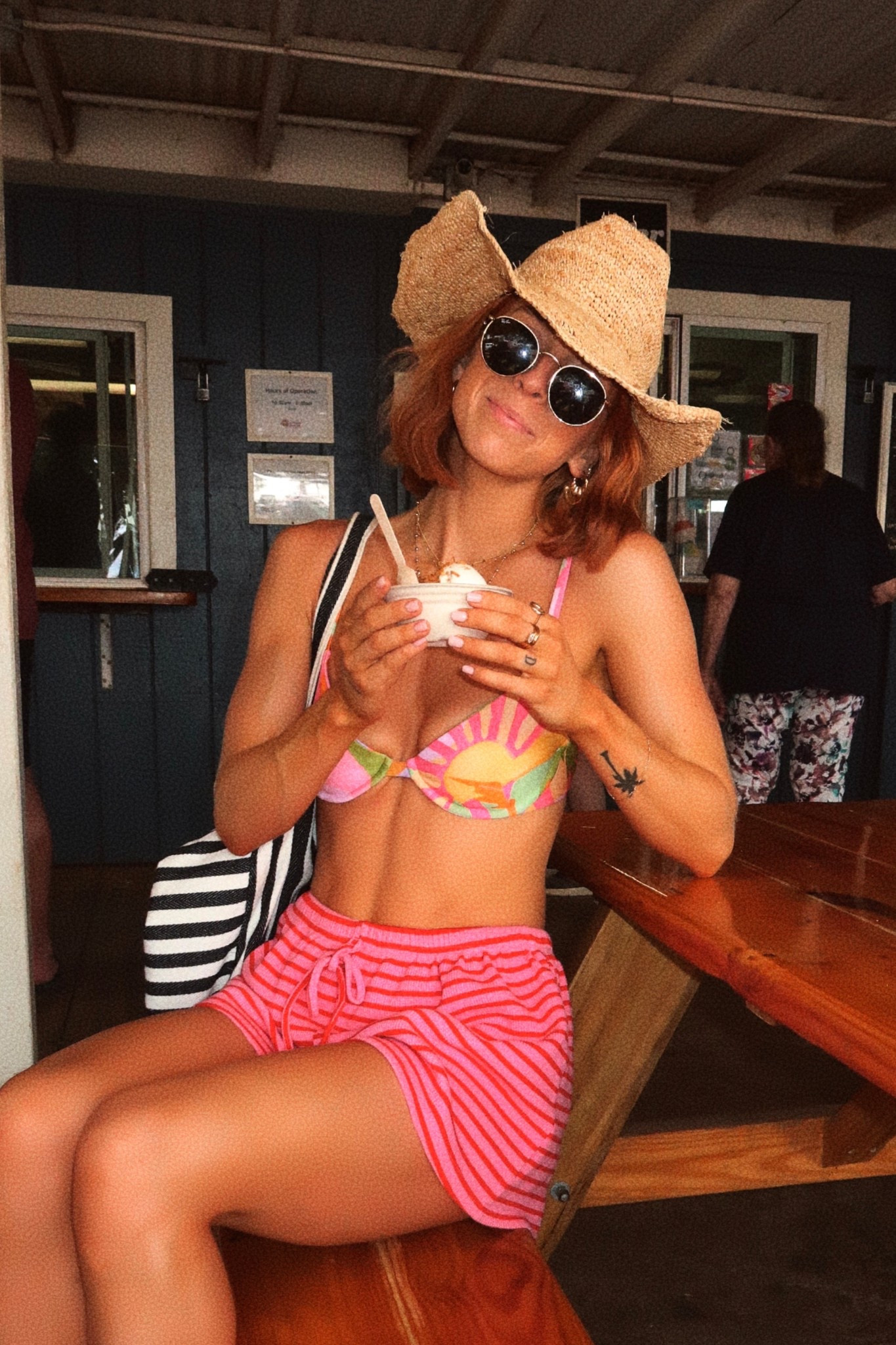 Swimsuit is sold out - if restocked. TTS I am wearing a size small in top + bottom. Size small in the petal and pup set

CODES:
Petal & Pup : XONITA