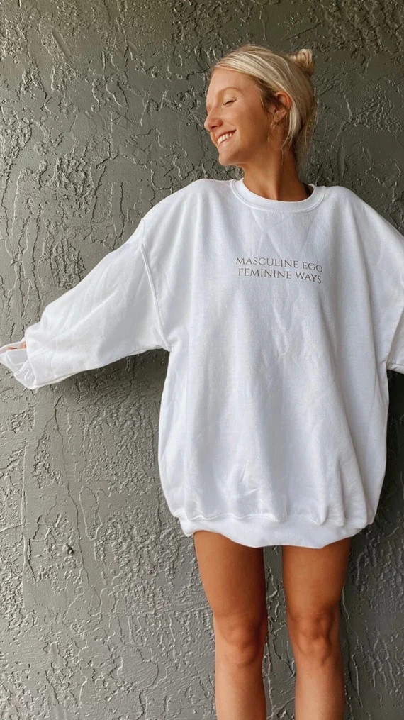 Masculine Ego Feminine Ways Crewneck Sweatshirt White Fall - Etsy | Etsy (US)