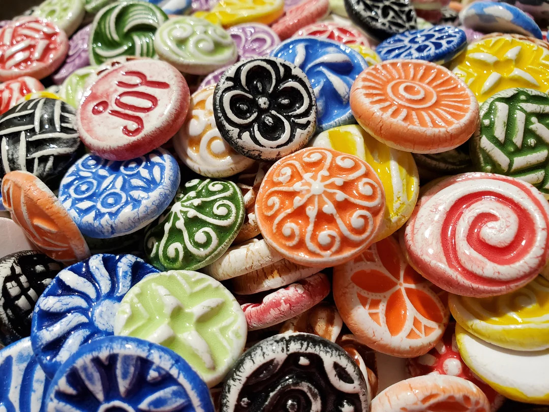 50 CERAMIC Mini TILES or Cabs - Mixed Designs - Glazed - Great for MOSAICS, Magnets, Jewelry Desi... | Etsy (US)