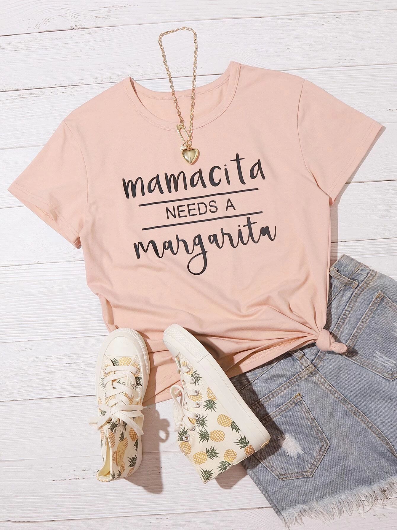 Slogan Graphic Round Neck Tee | SHEIN