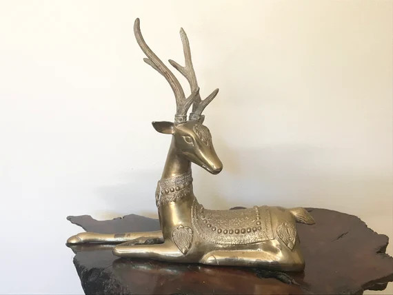 Mid-century Brass Deer Reindeer Christmas Centerpiece 11 - Etsy | Etsy (US)