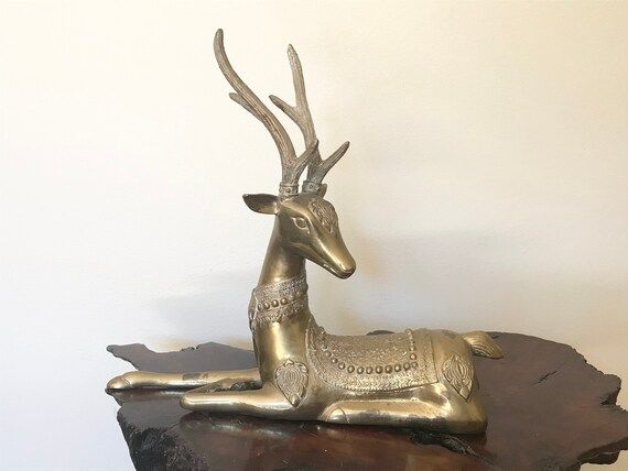 Mid-century Brass Deer Reindeer Christmas Centerpiece 11 - Etsy | Etsy (US)