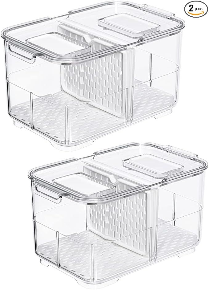 Slideep Food Storage Containers Fridge Produce Saver, Stackable Refrigerator Organizer Keeper Fol... | Amazon (US)