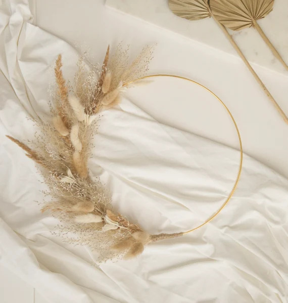 Boho Pampas Wreath  Boho Minimalist Fall Nursery Decor  | Etsy | Etsy (US)