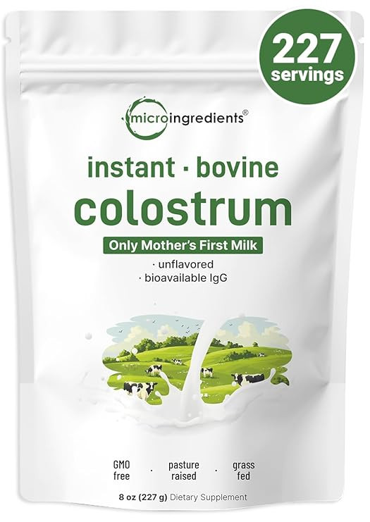 Micro Ingredients Bovine Colostrum Powder, 8 oz | Grass-Fed, Freeze-Dried | Natural IgG & IgA | S... | Amazon (US)
